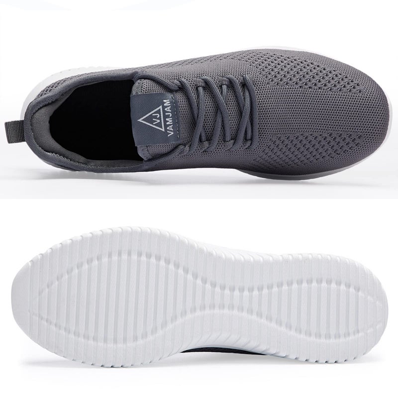 VAMJAM Men's Running Shoes Ultra Lightweight Breathable Walking Shoes Non Slip Athletic Fashion Sneakers Mesh Workout Casual Sports Shoes Grey Size 8 - Image 2